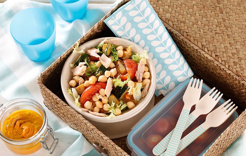 receta ensalada de garbanzos con vinagreta de romesco